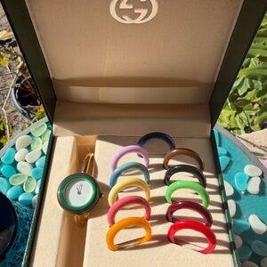 14k Gold Gucci Watch Vintage RARE Bracelet Highly Collectible with Bez…